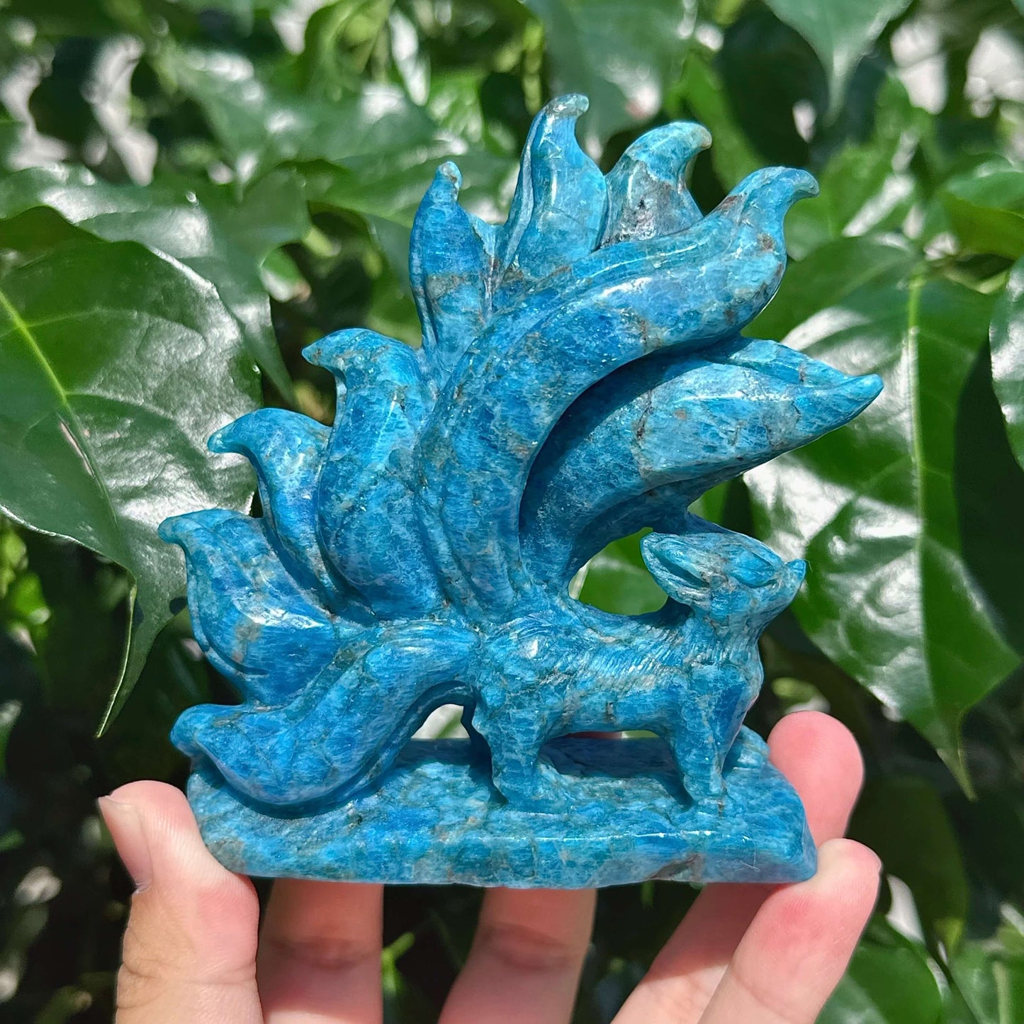 Apatite Nine-tail Fox Carving