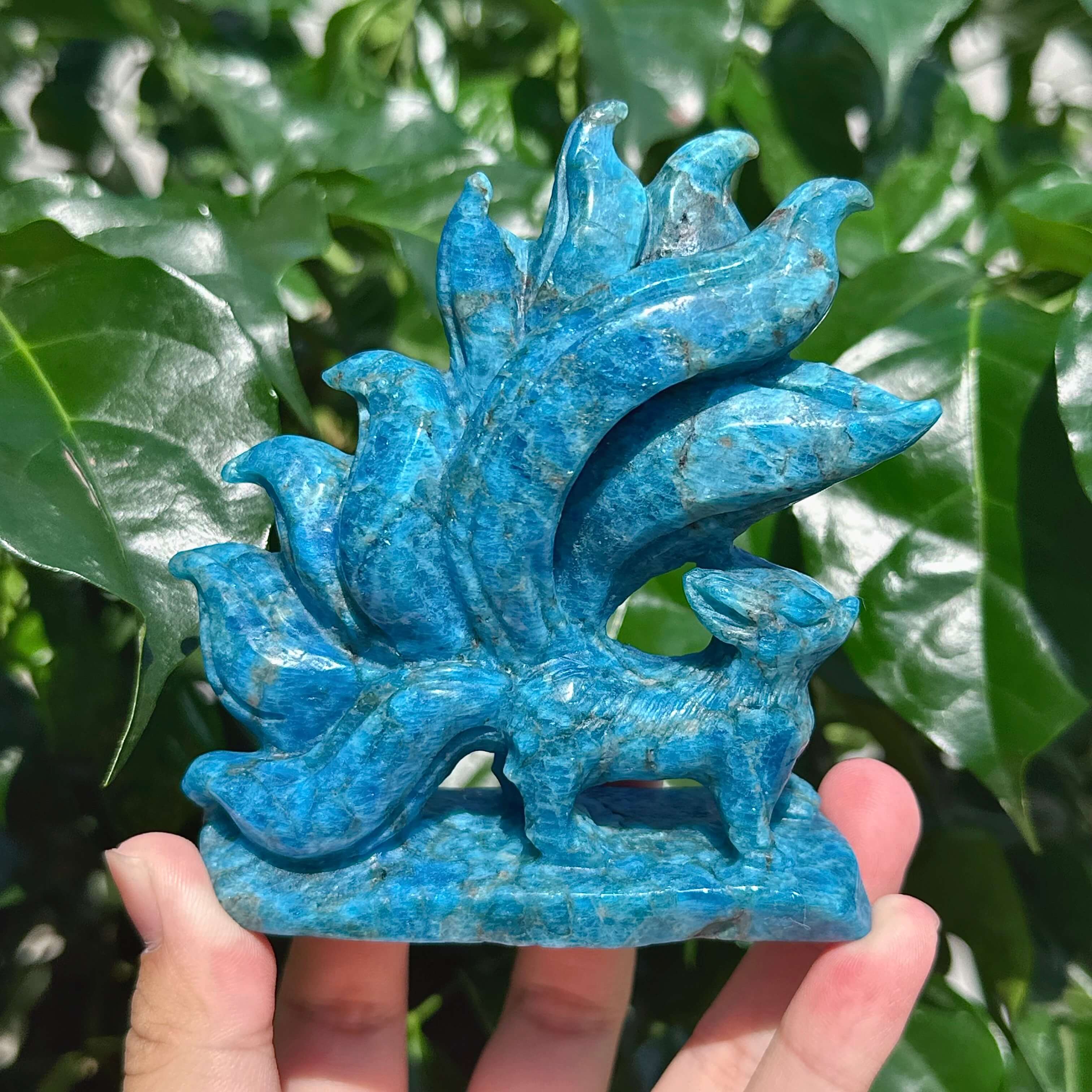 Apatite Nine-tail Fox Carving