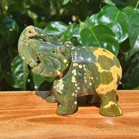 8th Vein Ocean Jasper Elephant Carving