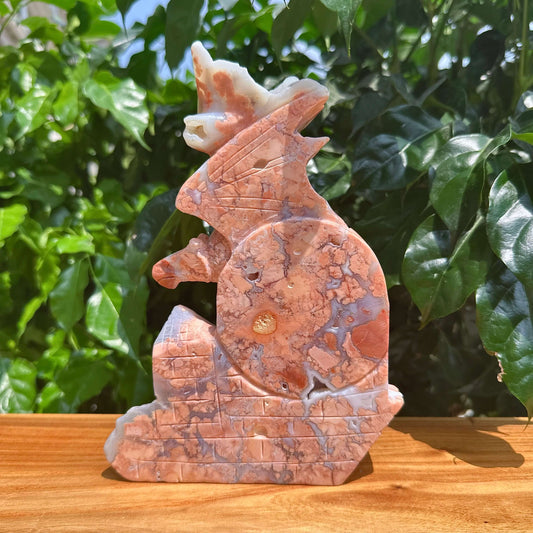 Pink Agate Dragon Carving
