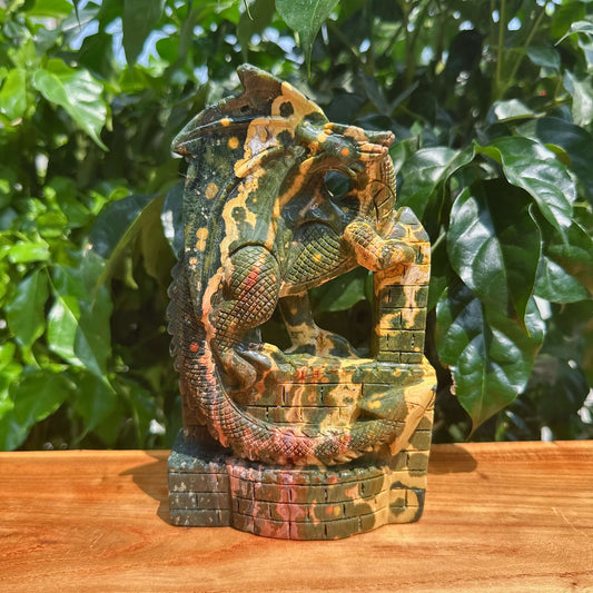 8th Vein Ocean Jasper Dragon Carving