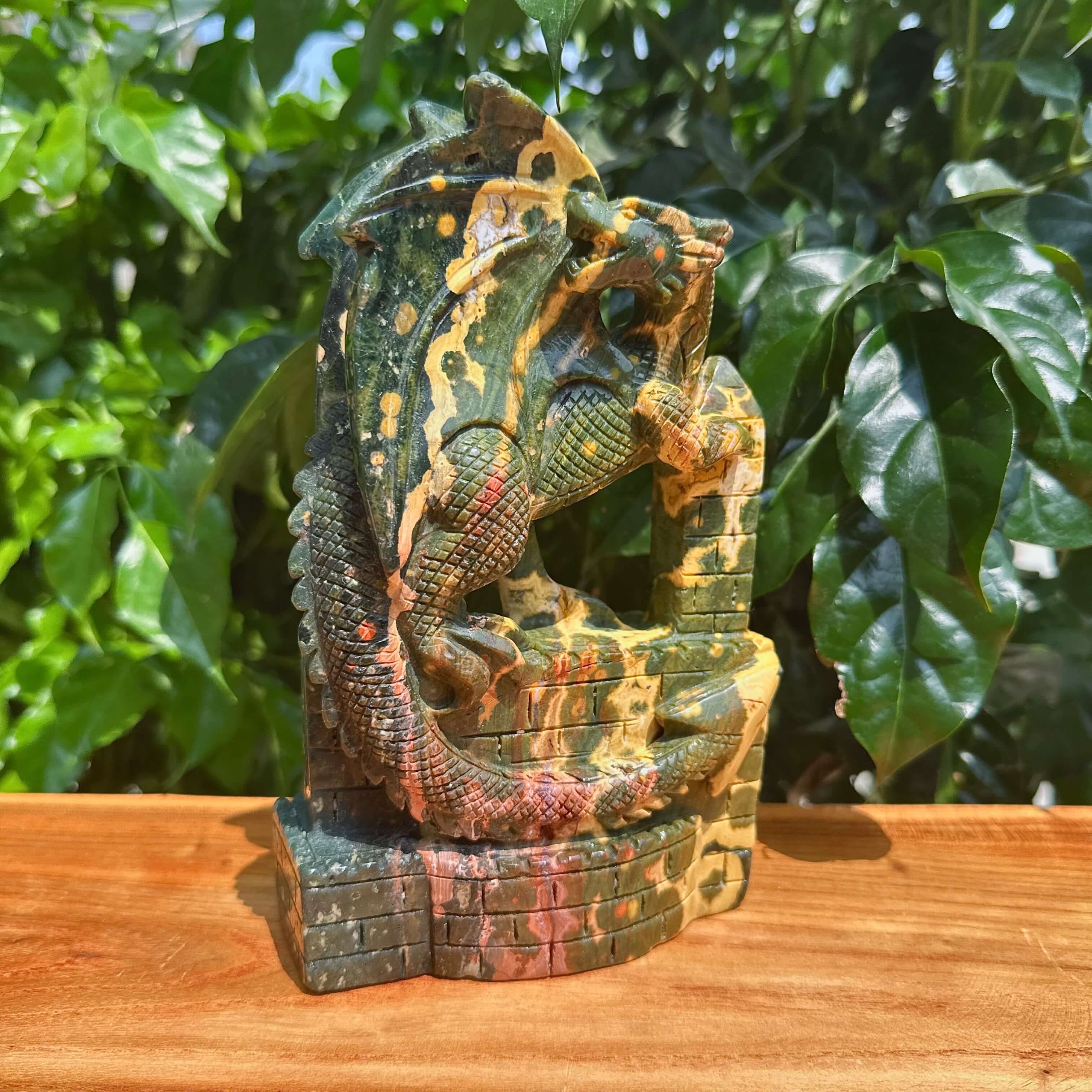 8th Vein Ocean Jasper Dragon Carving