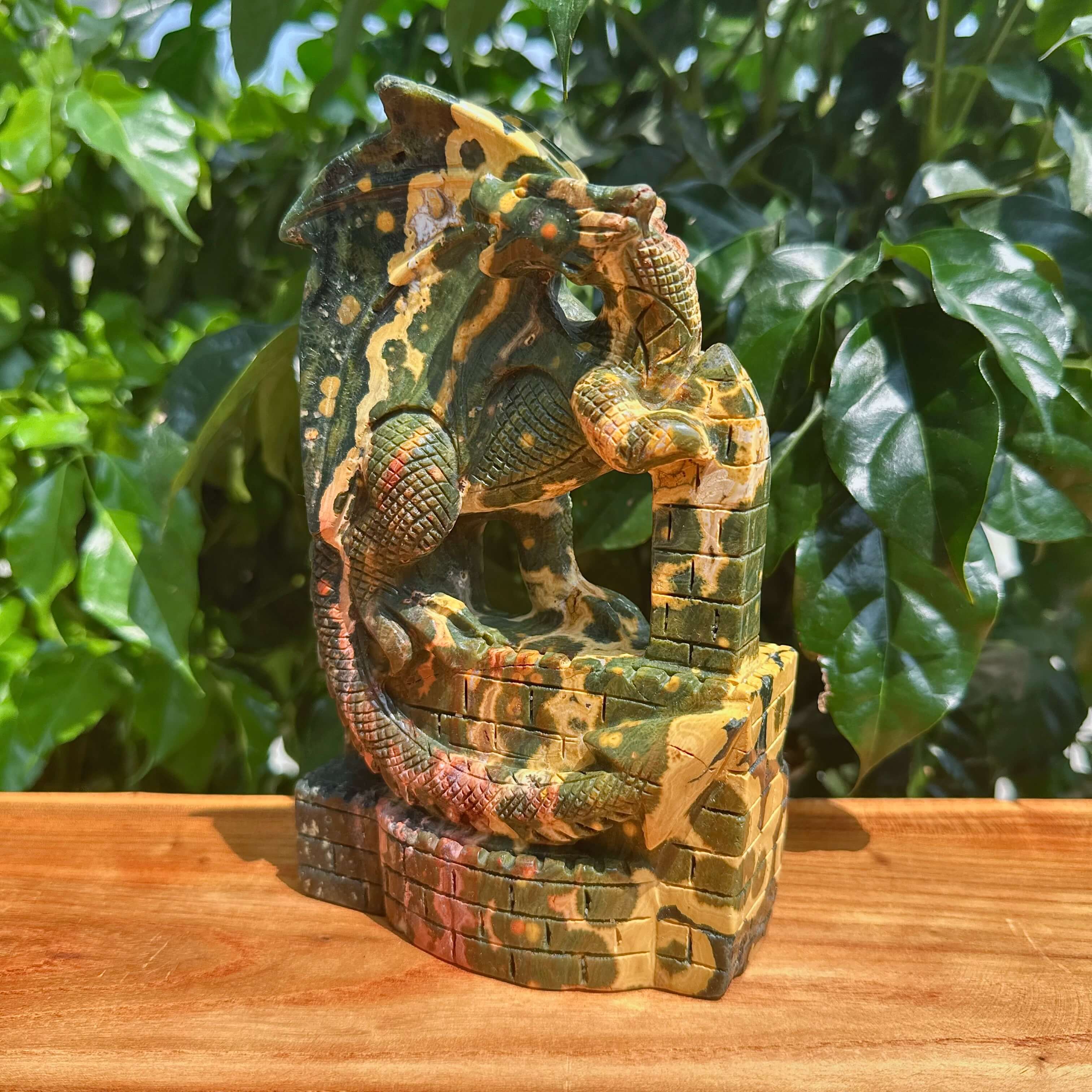 8th Vein Ocean Jasper Dragon Carving