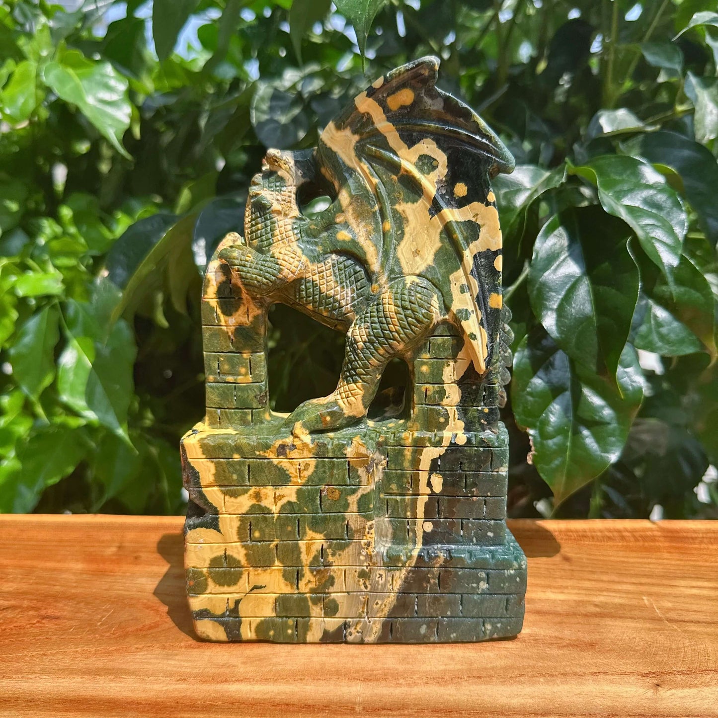 8th Vein Ocean Jasper Dragon Carving