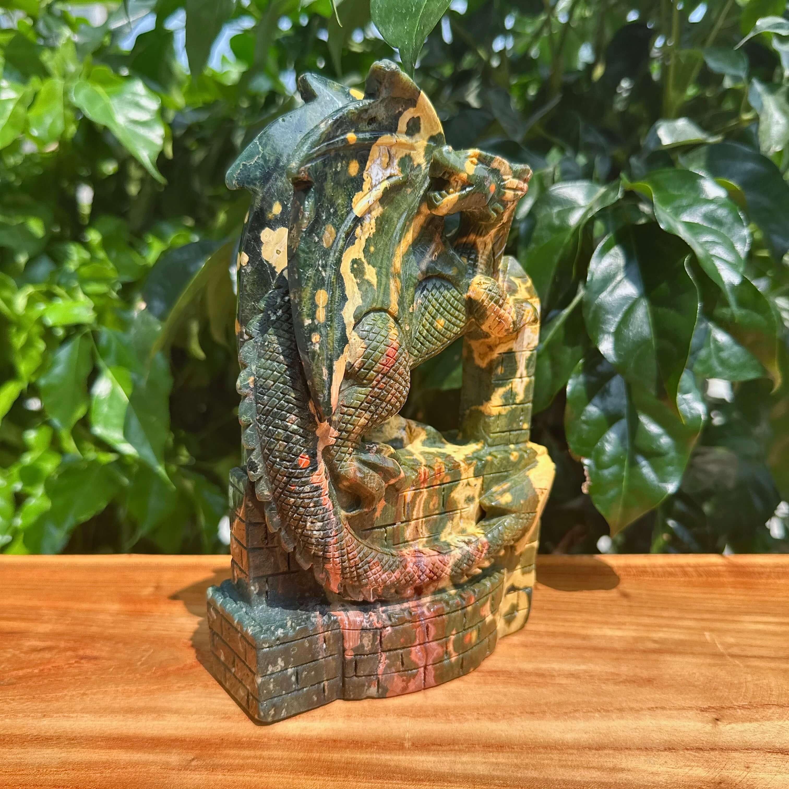 8th Vein Ocean Jasper Dragon Carving