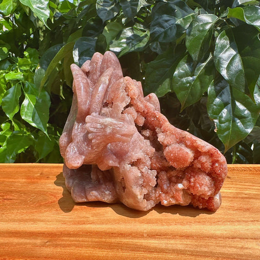 Geode Pink Amethyst Dragon Carving