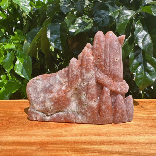 Geode Pink Amethyst Dragon Carving