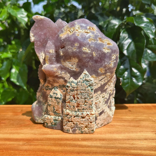 Geode Pink Amethyst Dragon Carving
