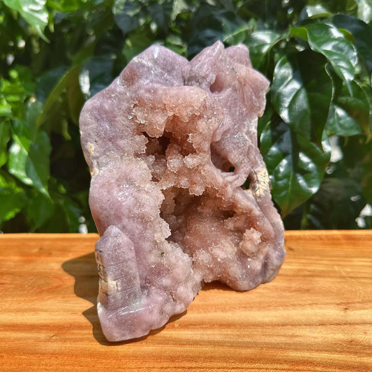 Geode Pink Amethyst Dragon Carving