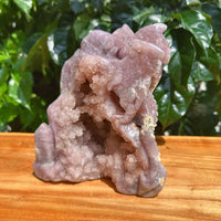 Geode Pink Amethyst Dragon Carving