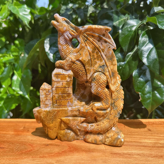 8th Vein Ocean Jasper Dragon Carving