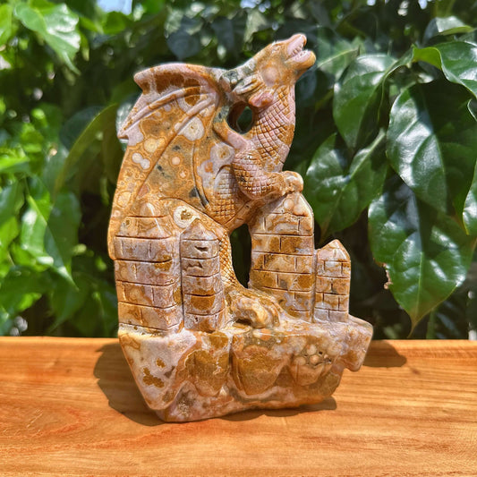 8th Vein Ocean Jasper Dragon Carving