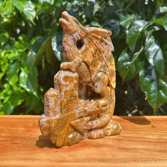 8th Vein Ocean Jasper Dragon Carving