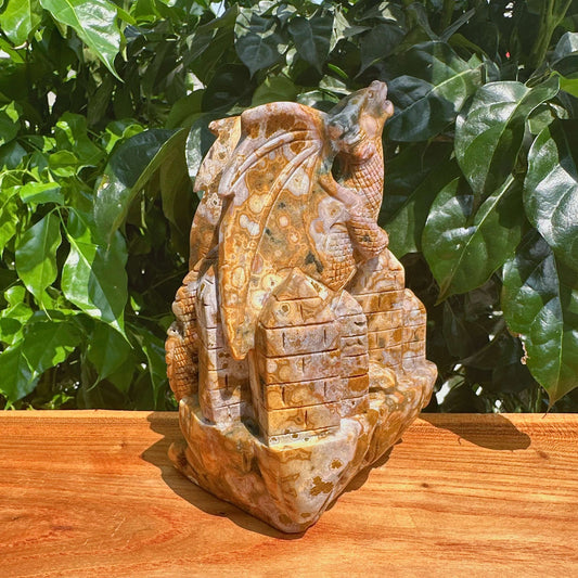 8th Vein Ocean Jasper Dragon Carving