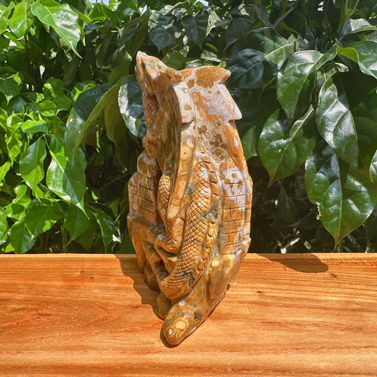 8th Vein Ocean Jasper Dragon Carving
