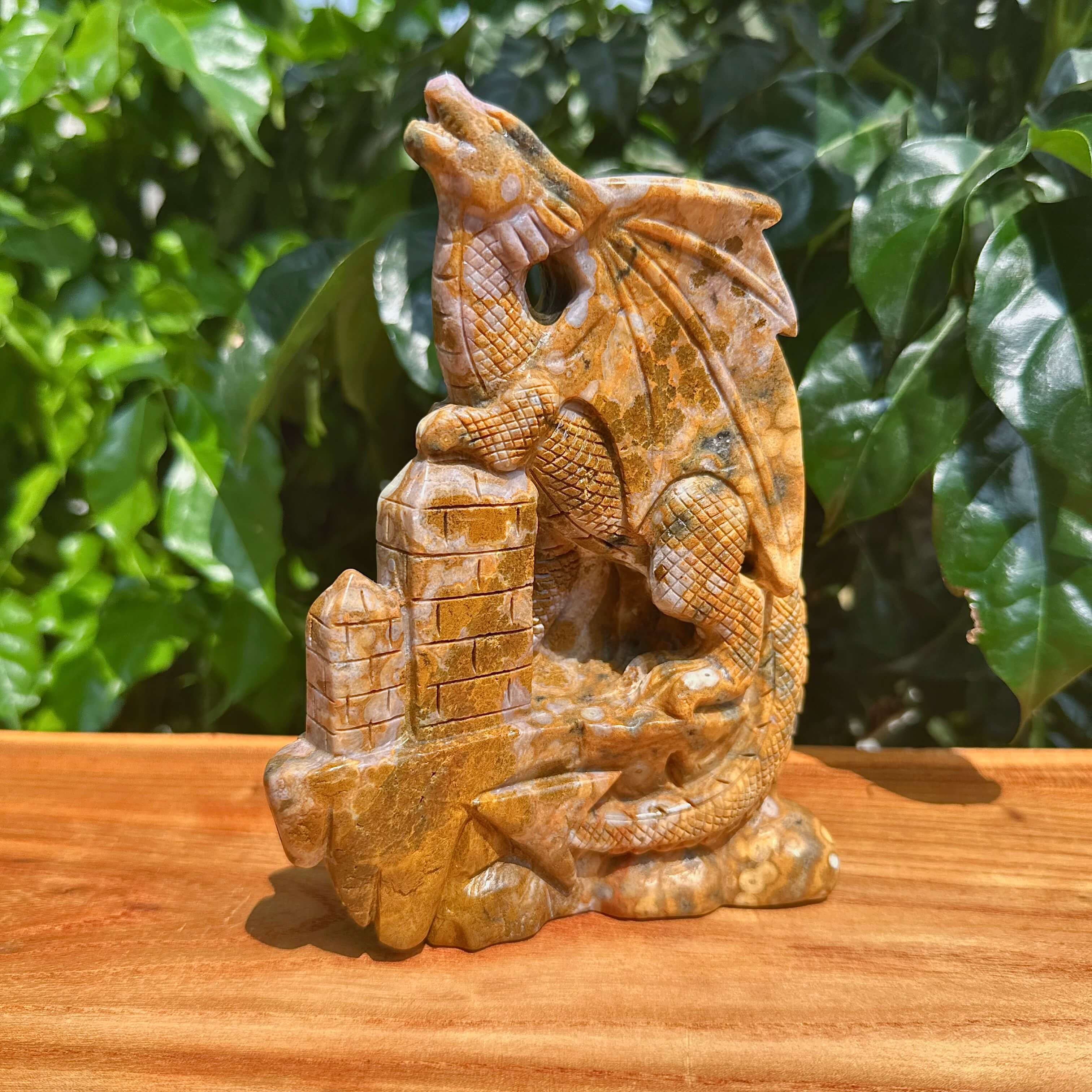 8th Vein Ocean Jasper Dragon Carving