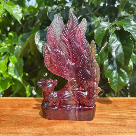 Candy Fluorite Nine-tailed Fox Carving