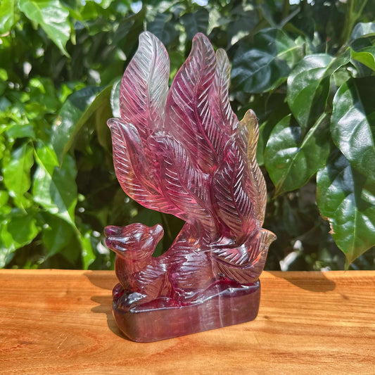 Candy Fluorite Nine-tailed Fox Carving