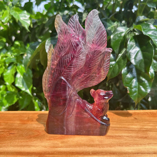 Candy Fluorite Nine-tailed Fox Carving
