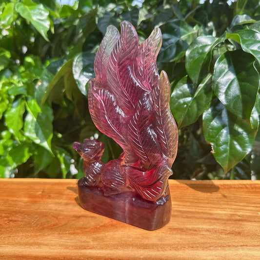 Candy Fluorite Nine-tailed Fox Carving