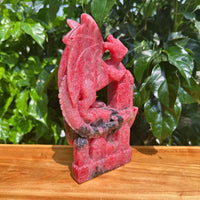 Cherry Rhodonite Dragon Carving
