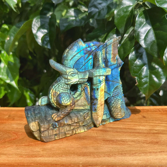 Labradorite Dragon Carving