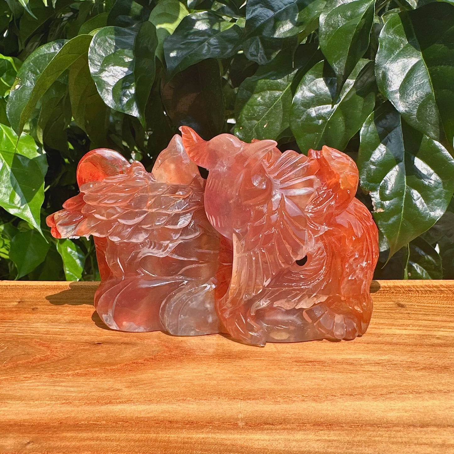 Fire Quartz Magpie Carving