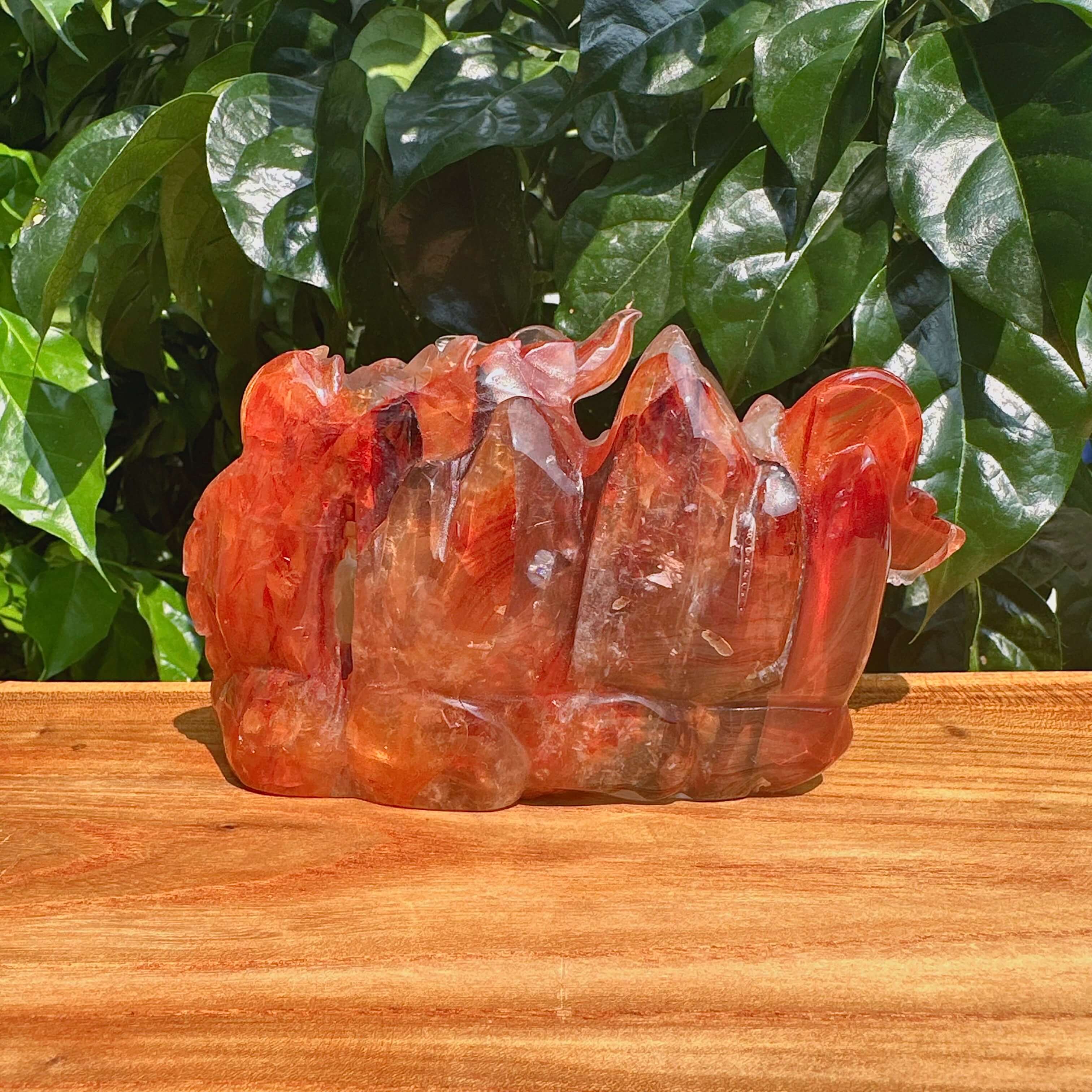 Fire Quartz Magpie Carving
