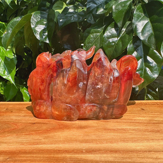 Fire Quartz Magpie Carving