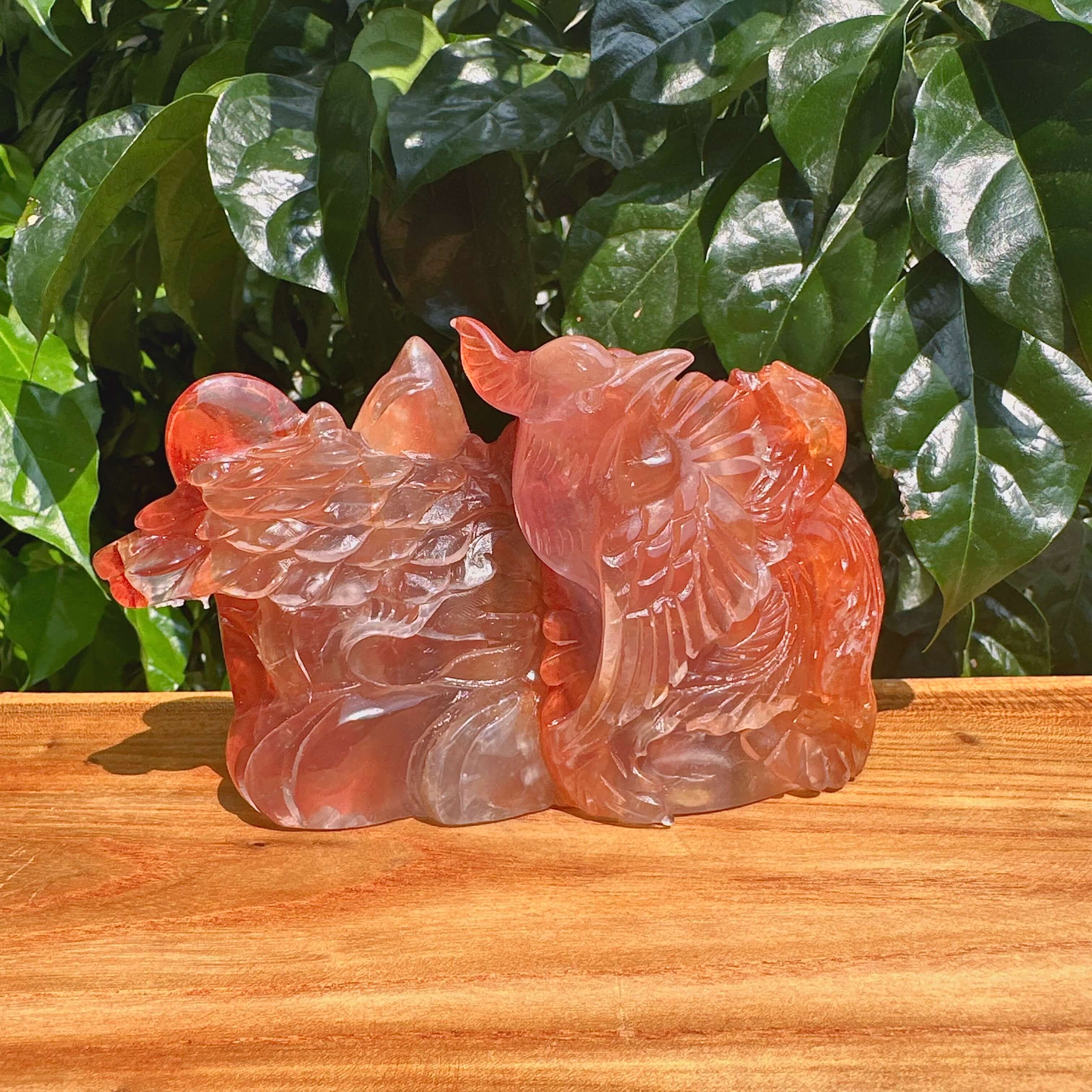 Fire Quartz Magpie Carving
