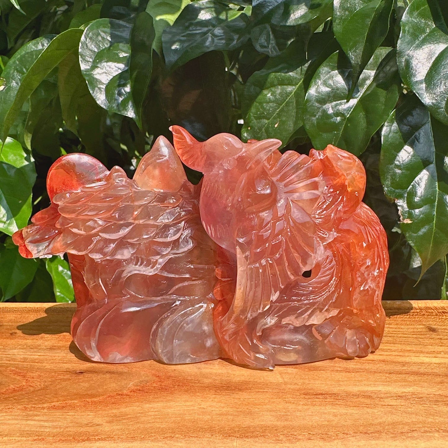 Fire Quartz Magpie Carving