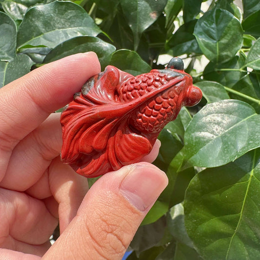 African Bloodstone Goldfish Carving