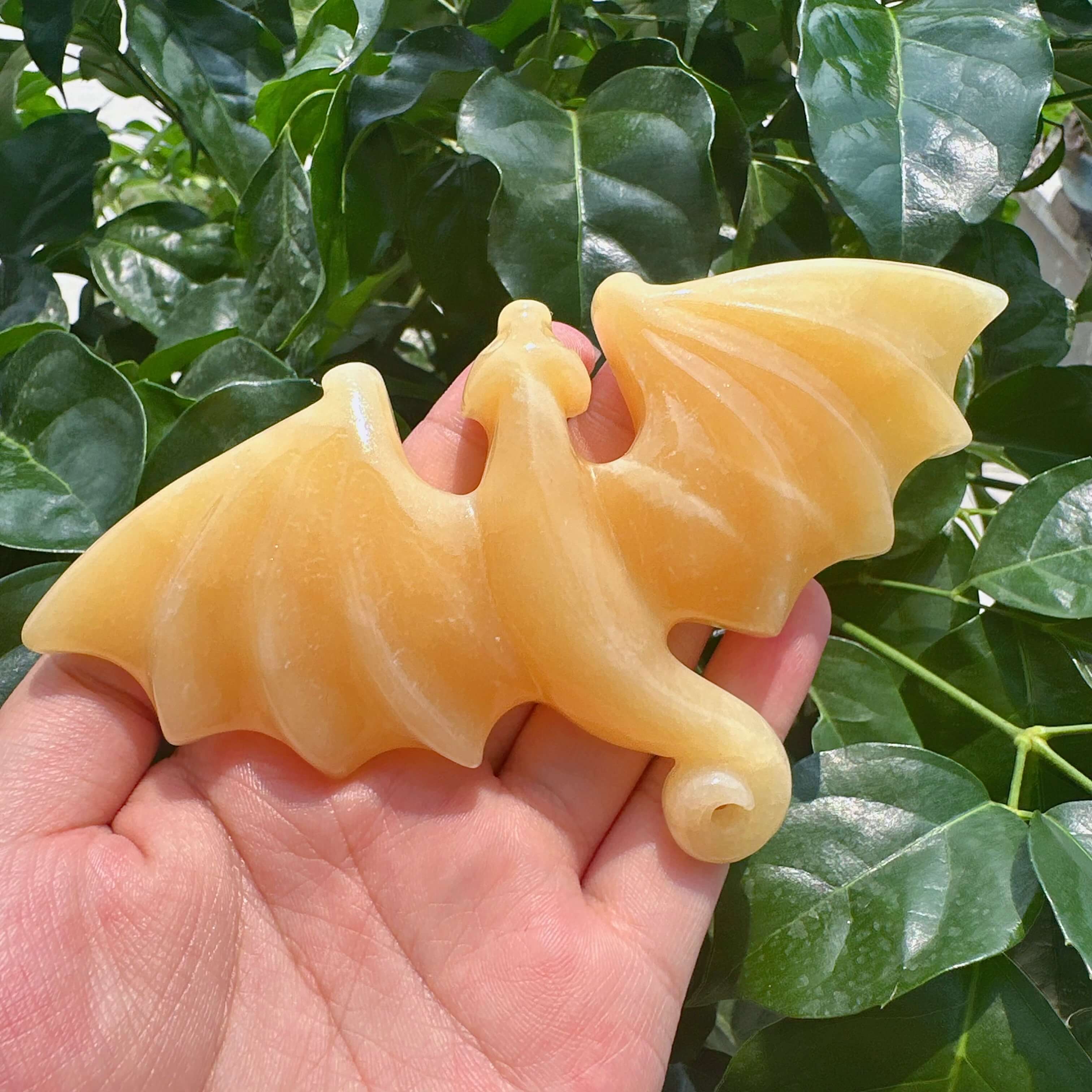 Lepidolite/Yellow Calcite Flying Dragon Carving