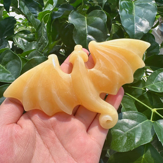 Lepidolite/Yellow Calcite Flying Dragon Carving