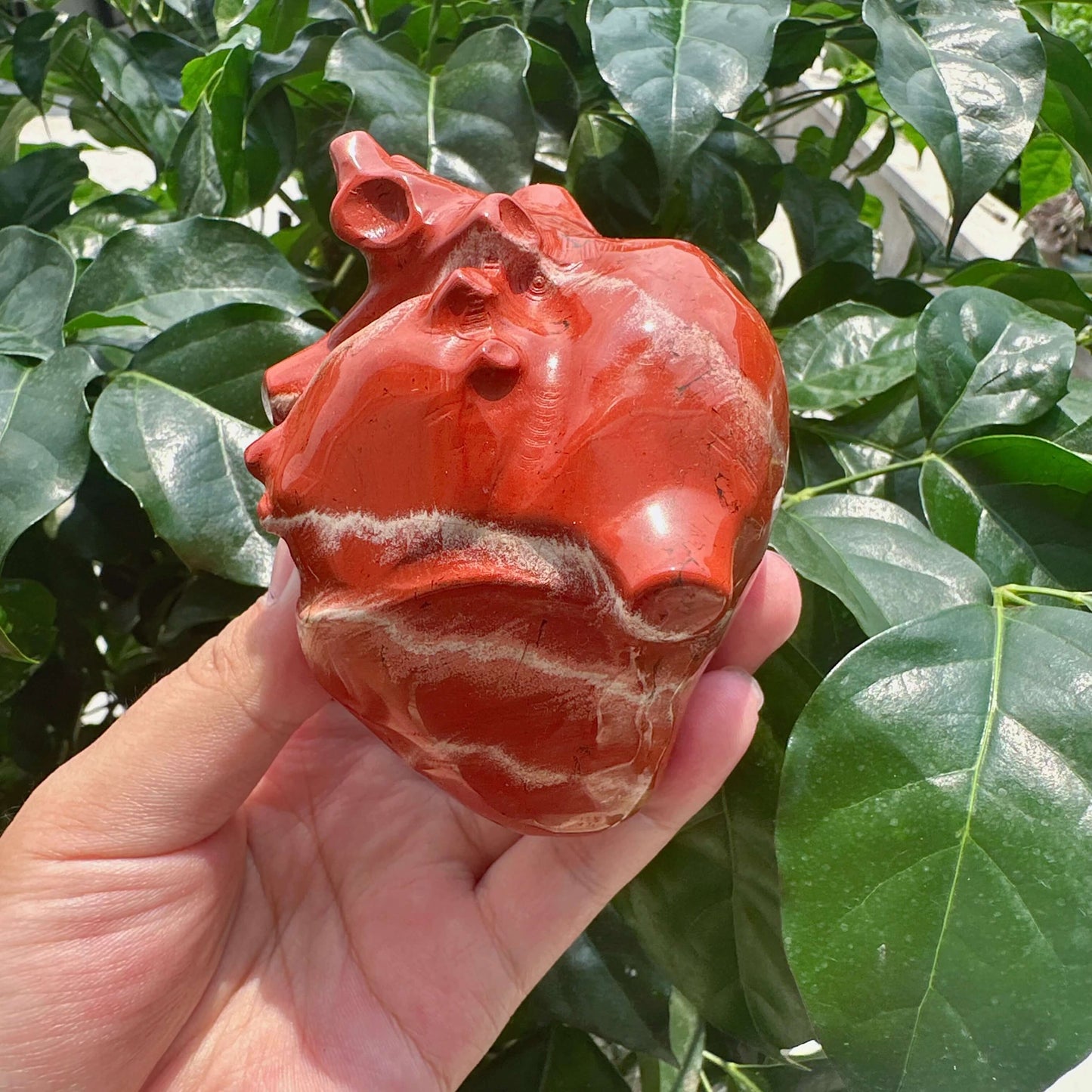 Red Jasper Heart Carving