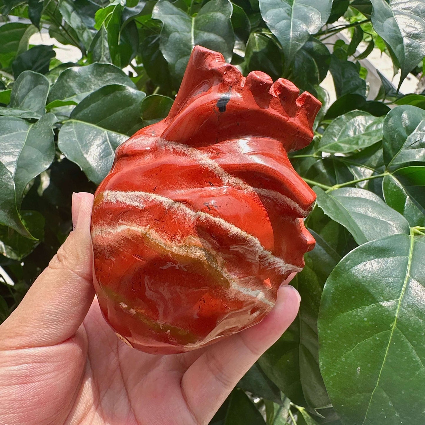 Red Jasper Heart Carving