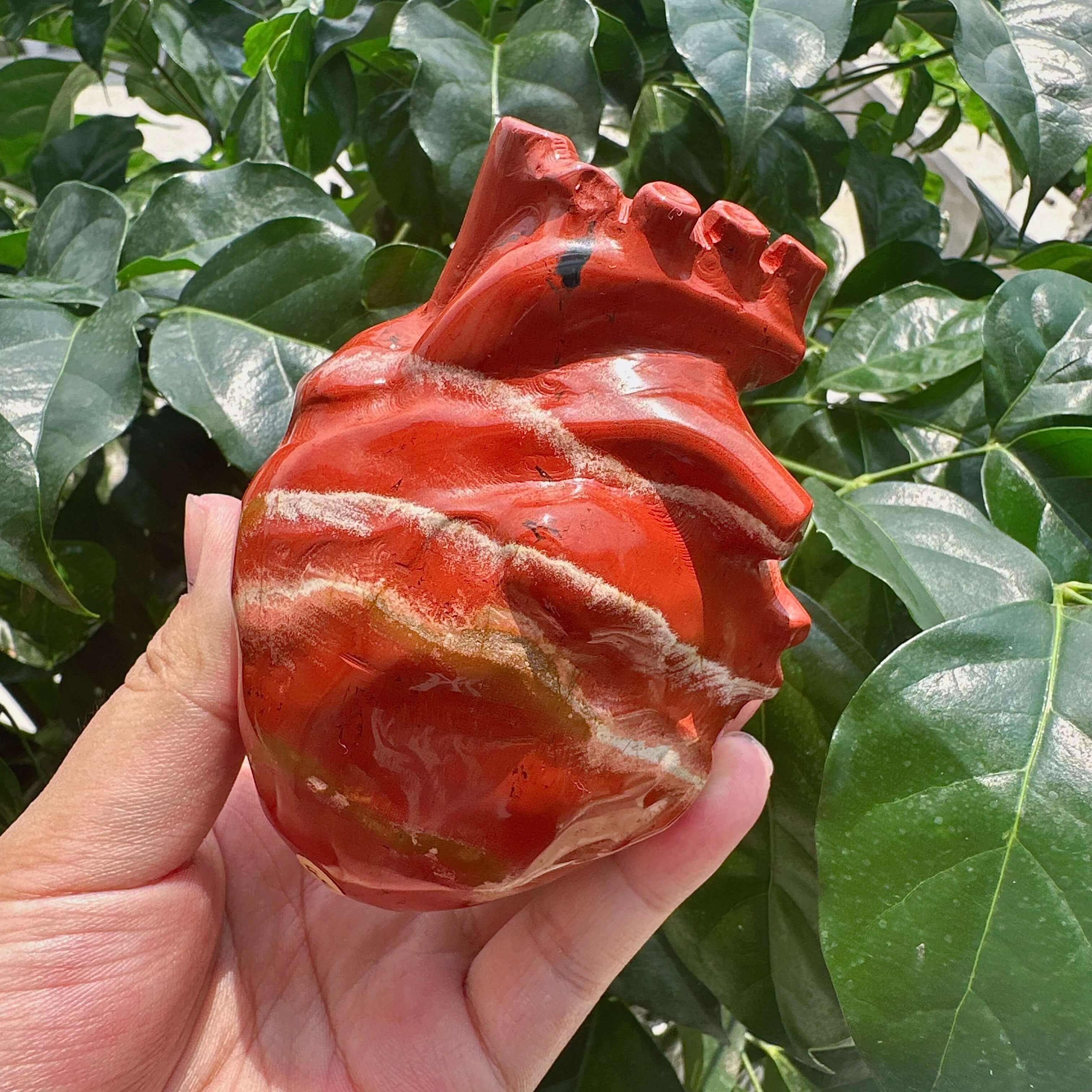 Red Jasper Heart Carving