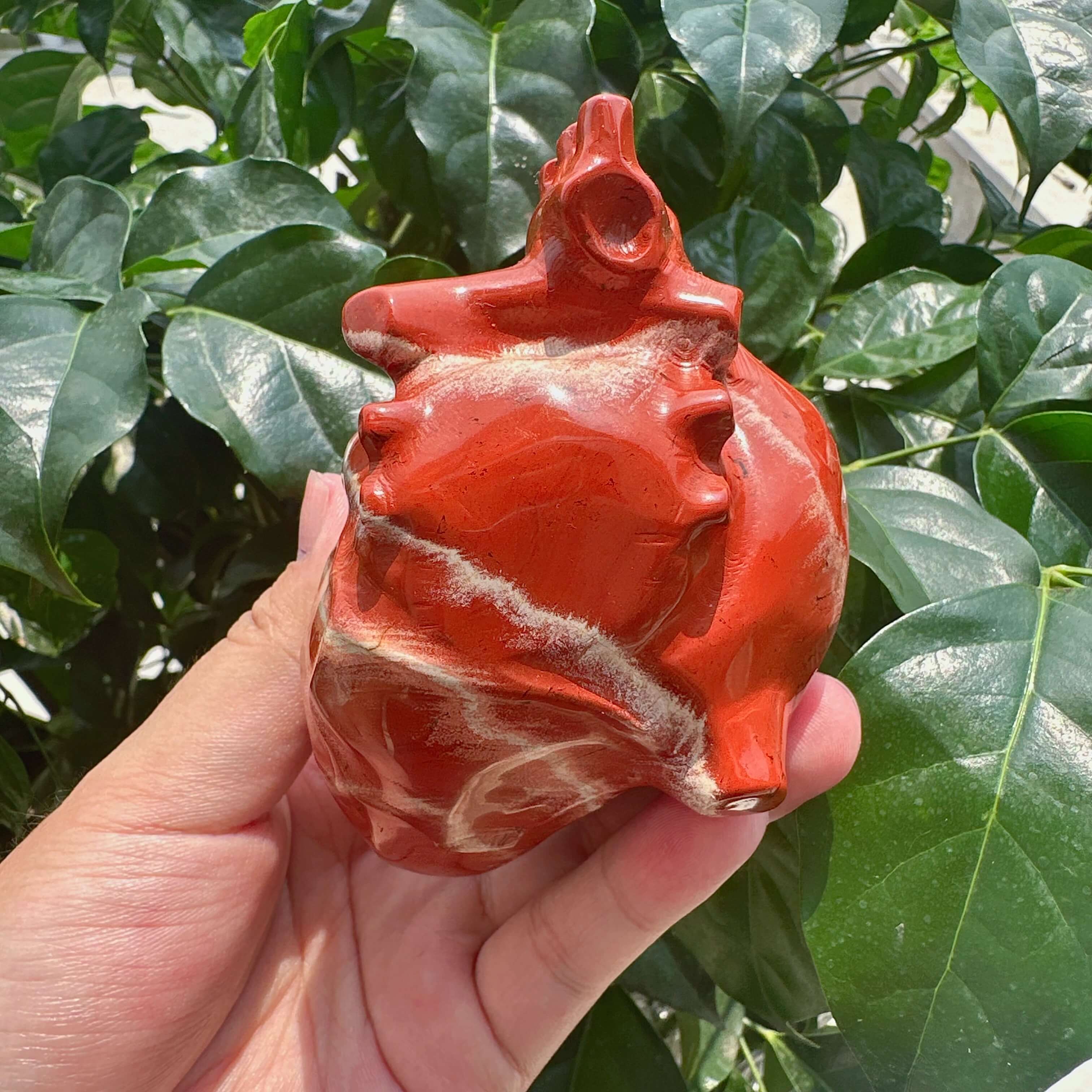 Red Jasper Heart Carving
