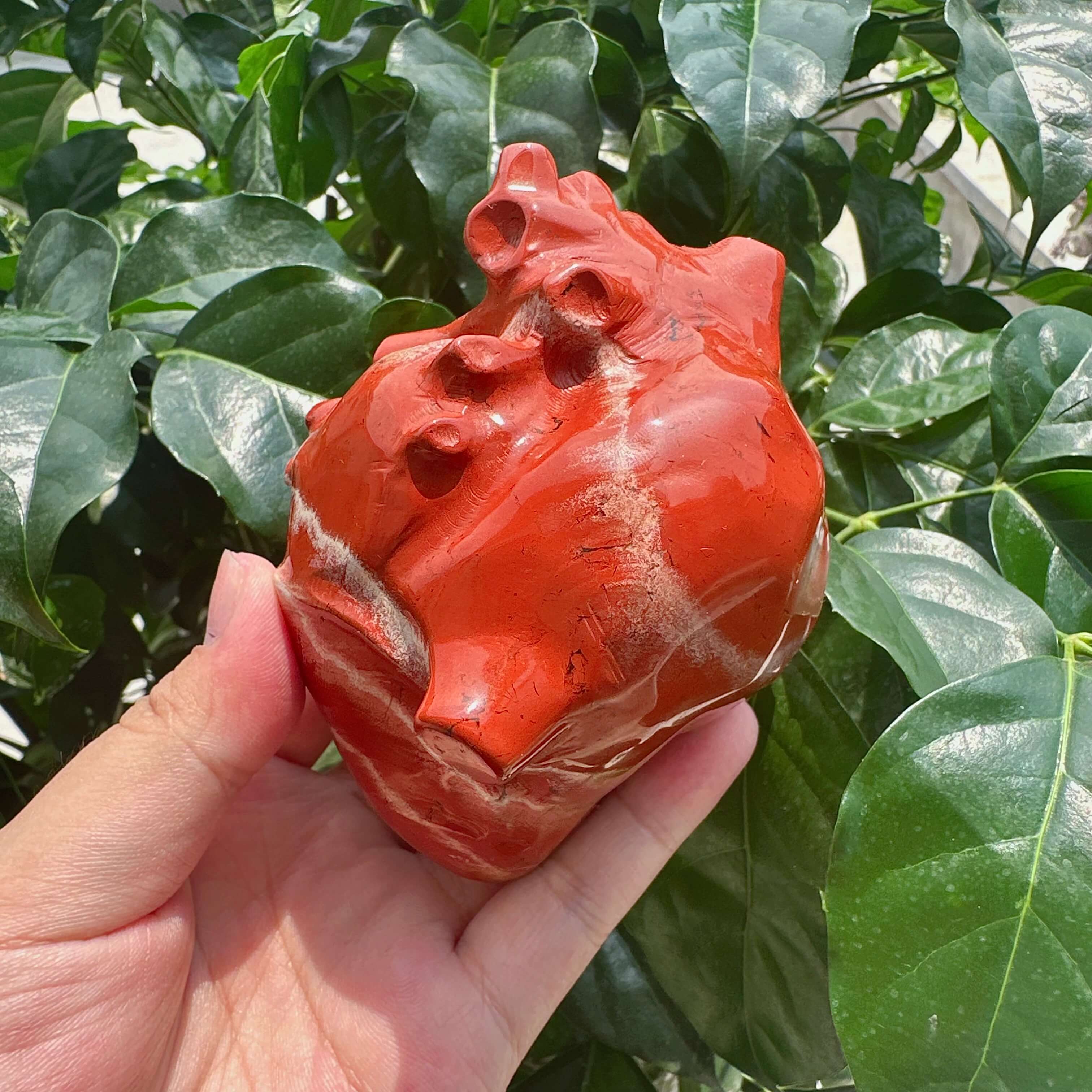 Red Jasper Heart Carving