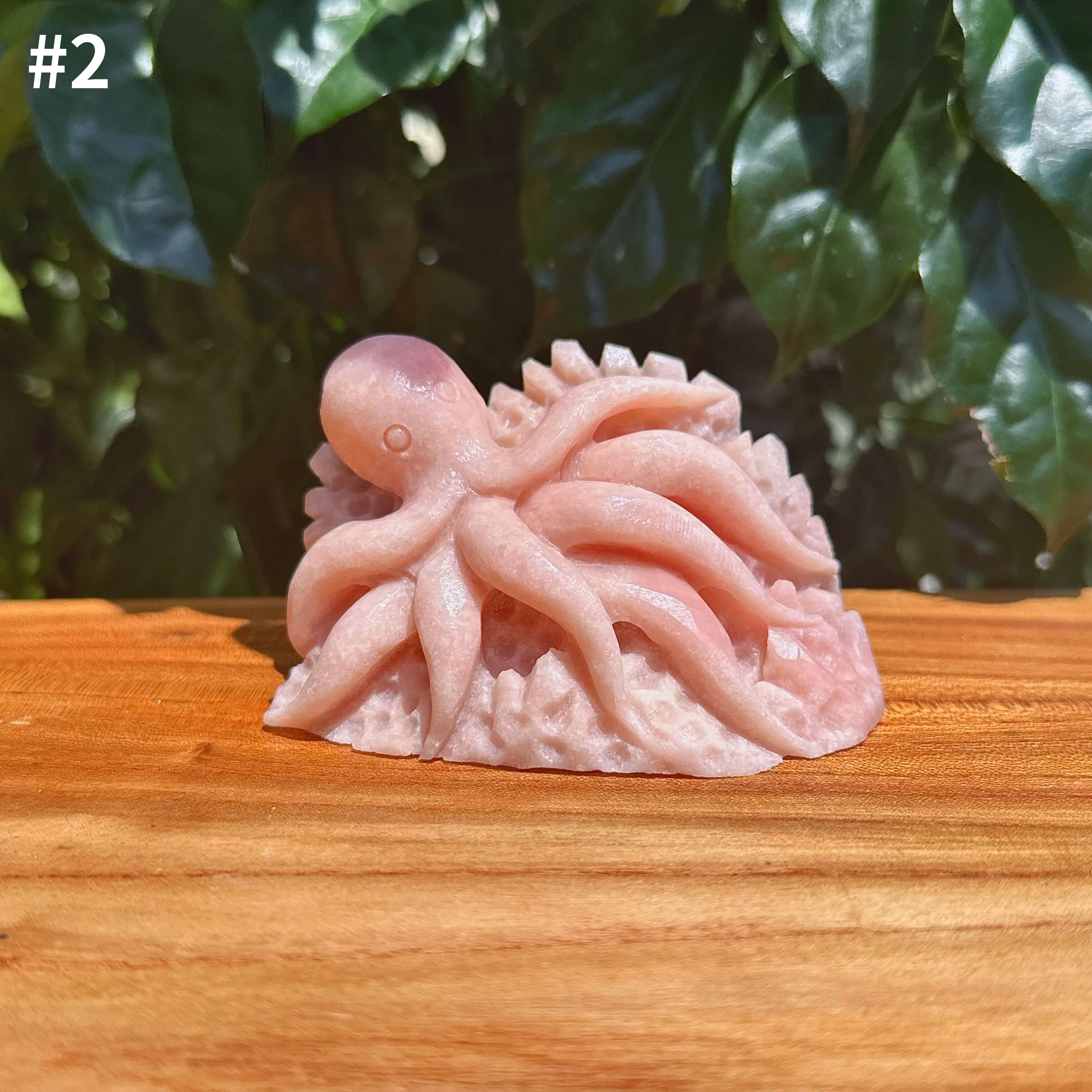 Pink Opal Octopus Carving