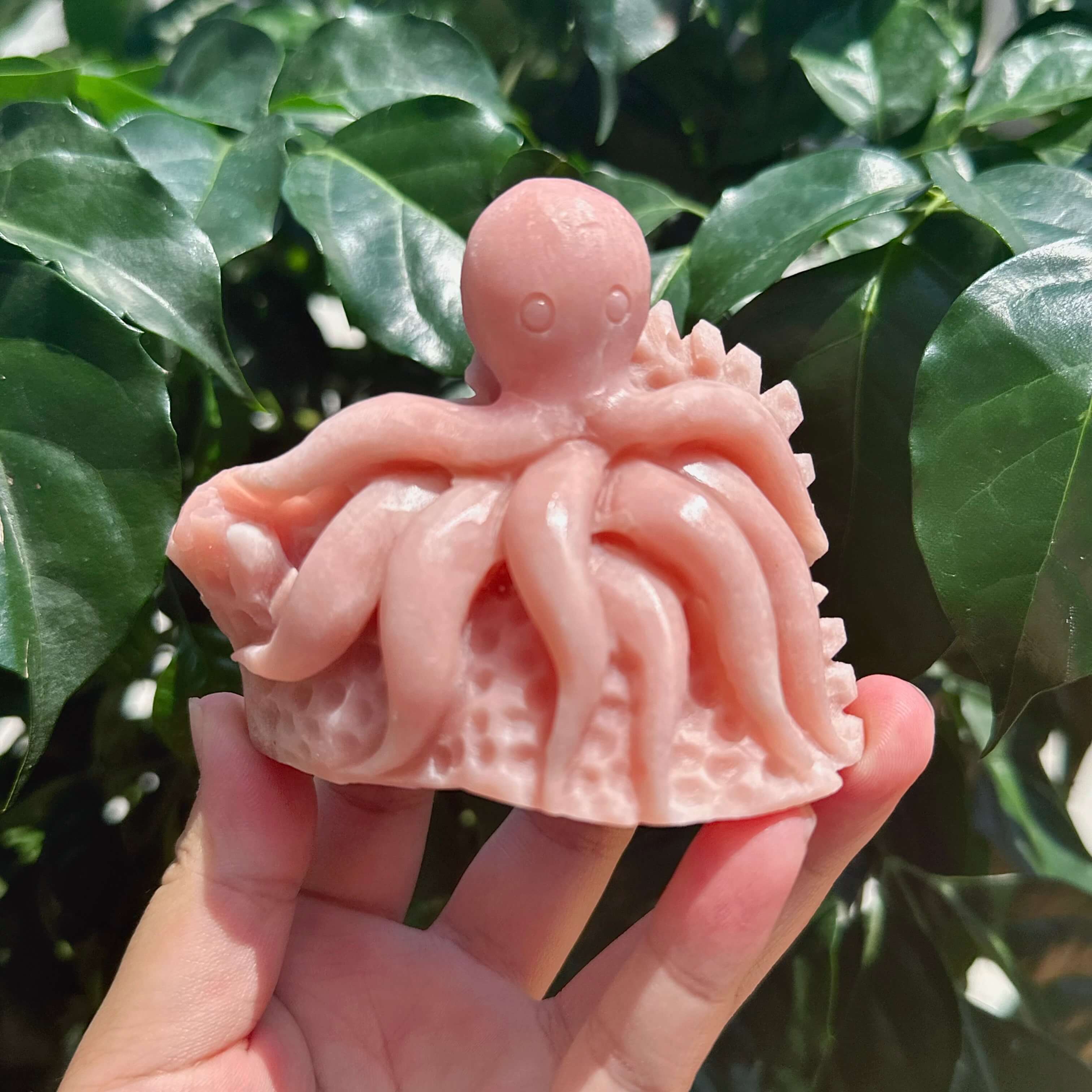 Pink Opal Octopus Carving