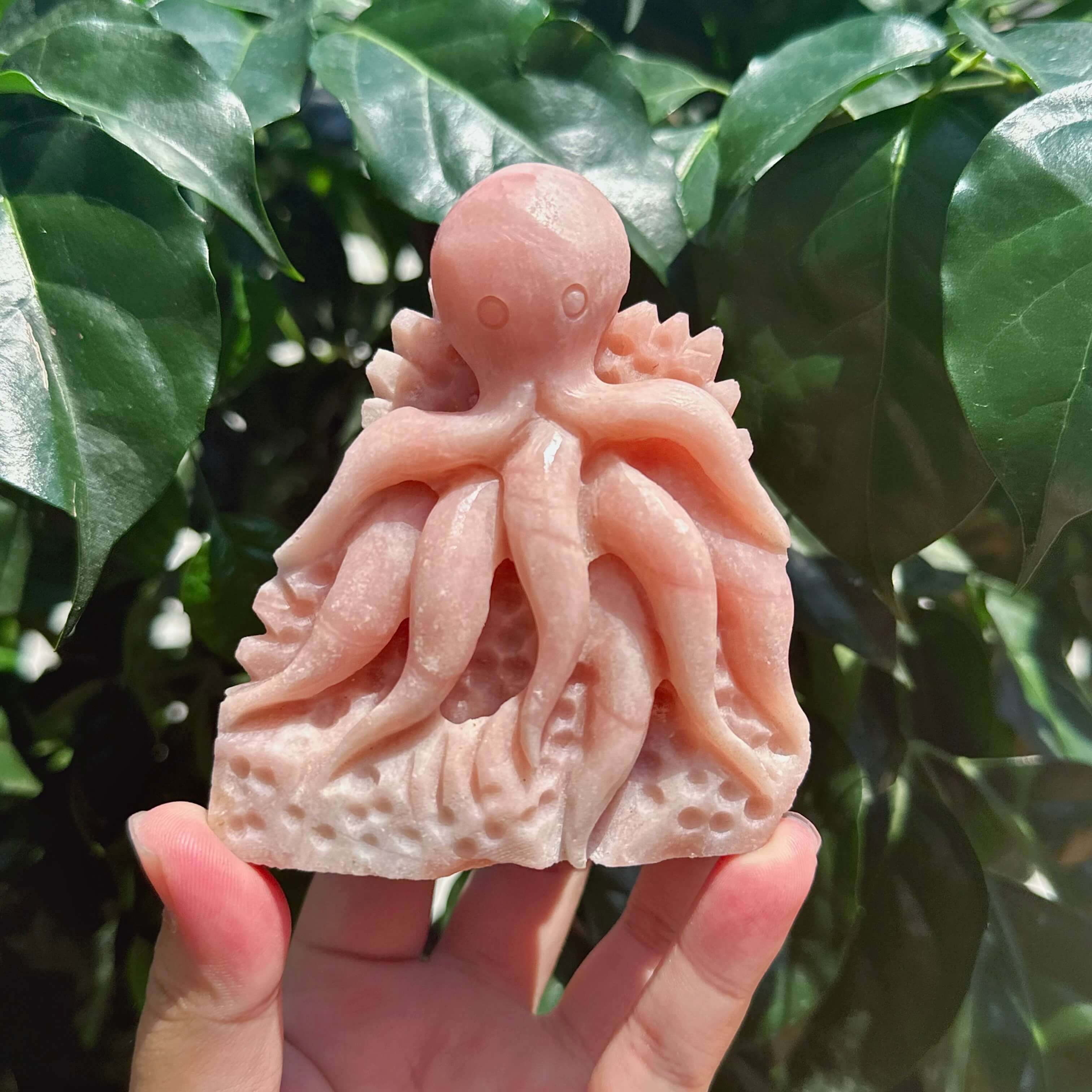 Pink Opal Octopus Carving