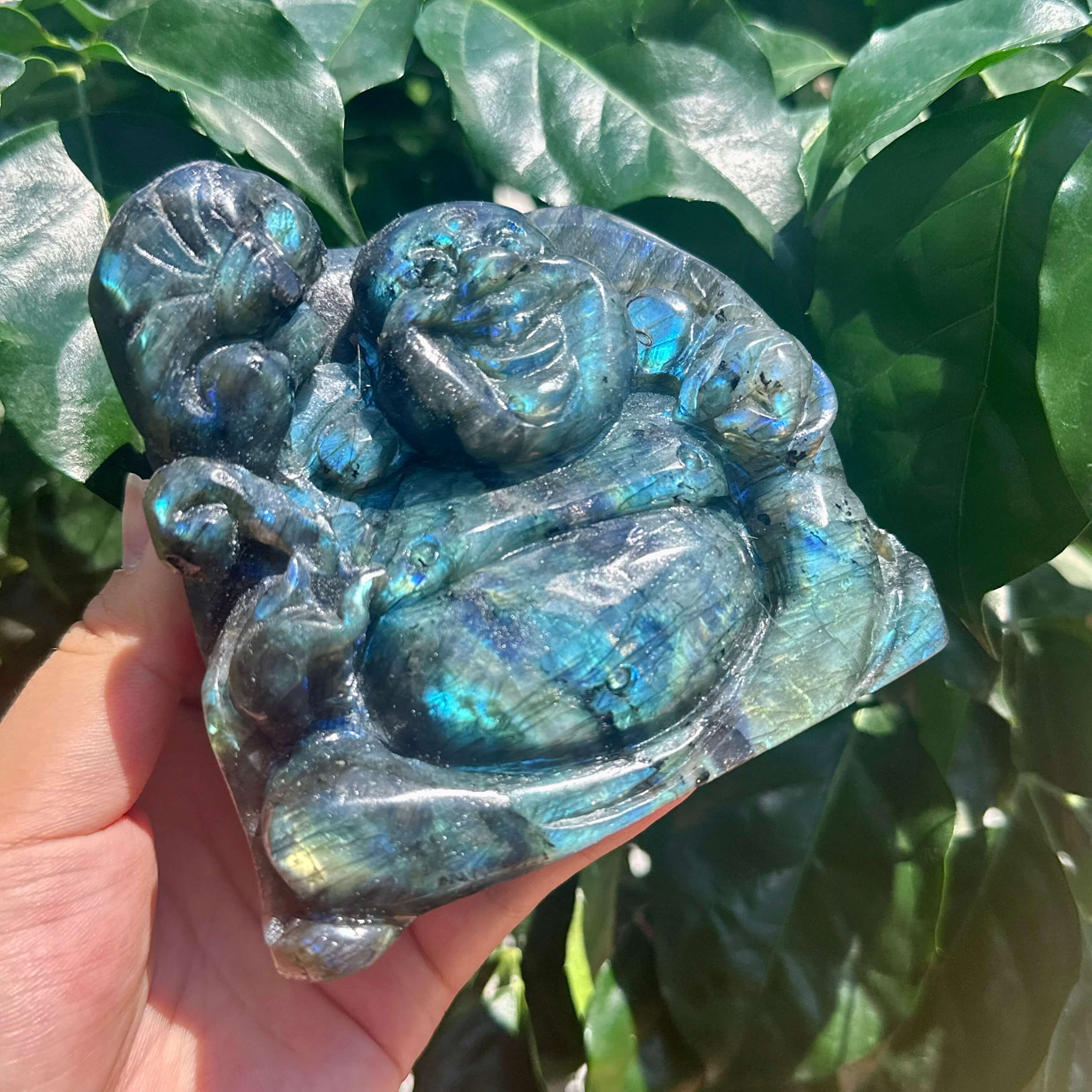 Labradorite Buddha Carving
