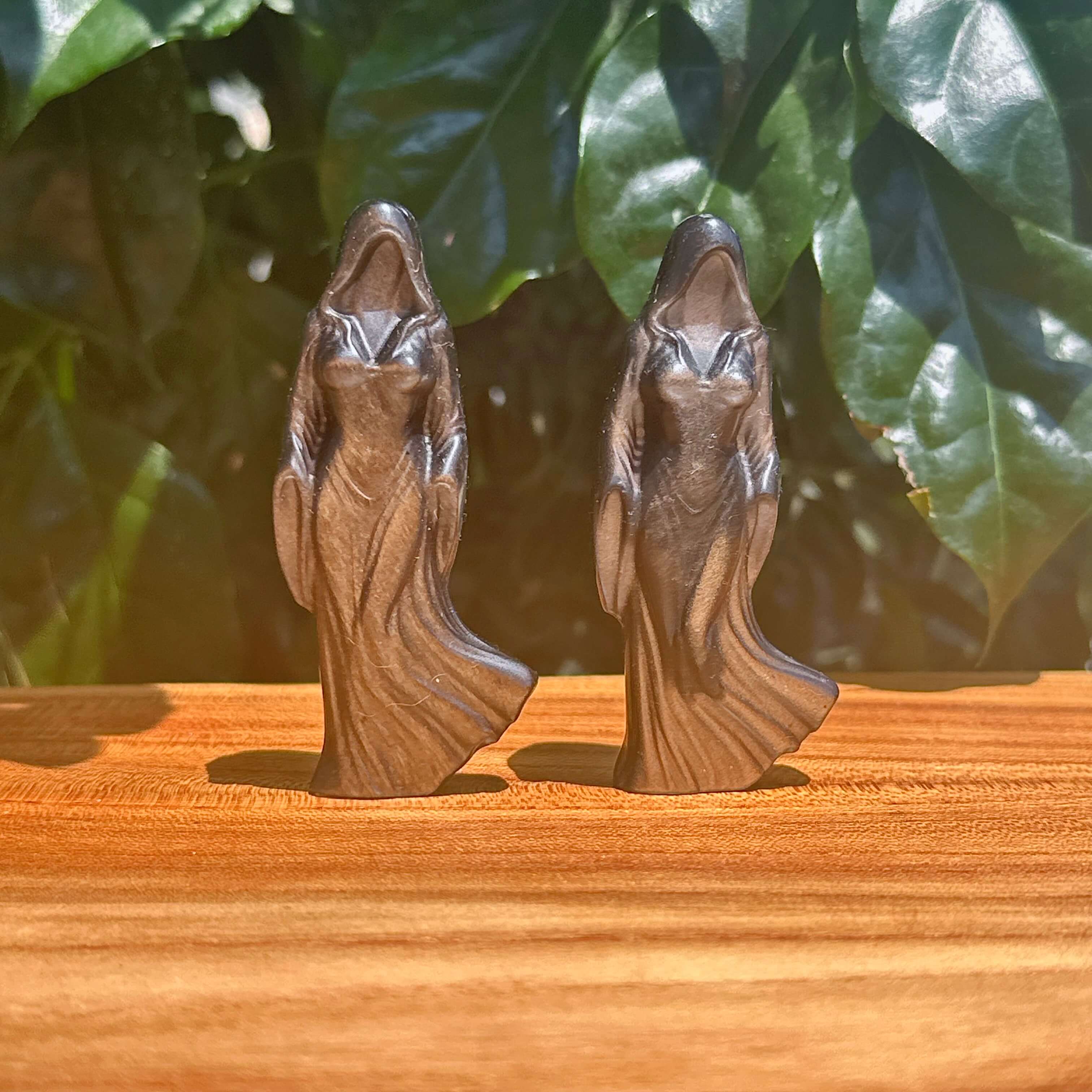 Silver Obsidian Faceless Woman Carving