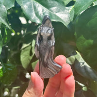 Silver Obsidian Faceless Woman Carving