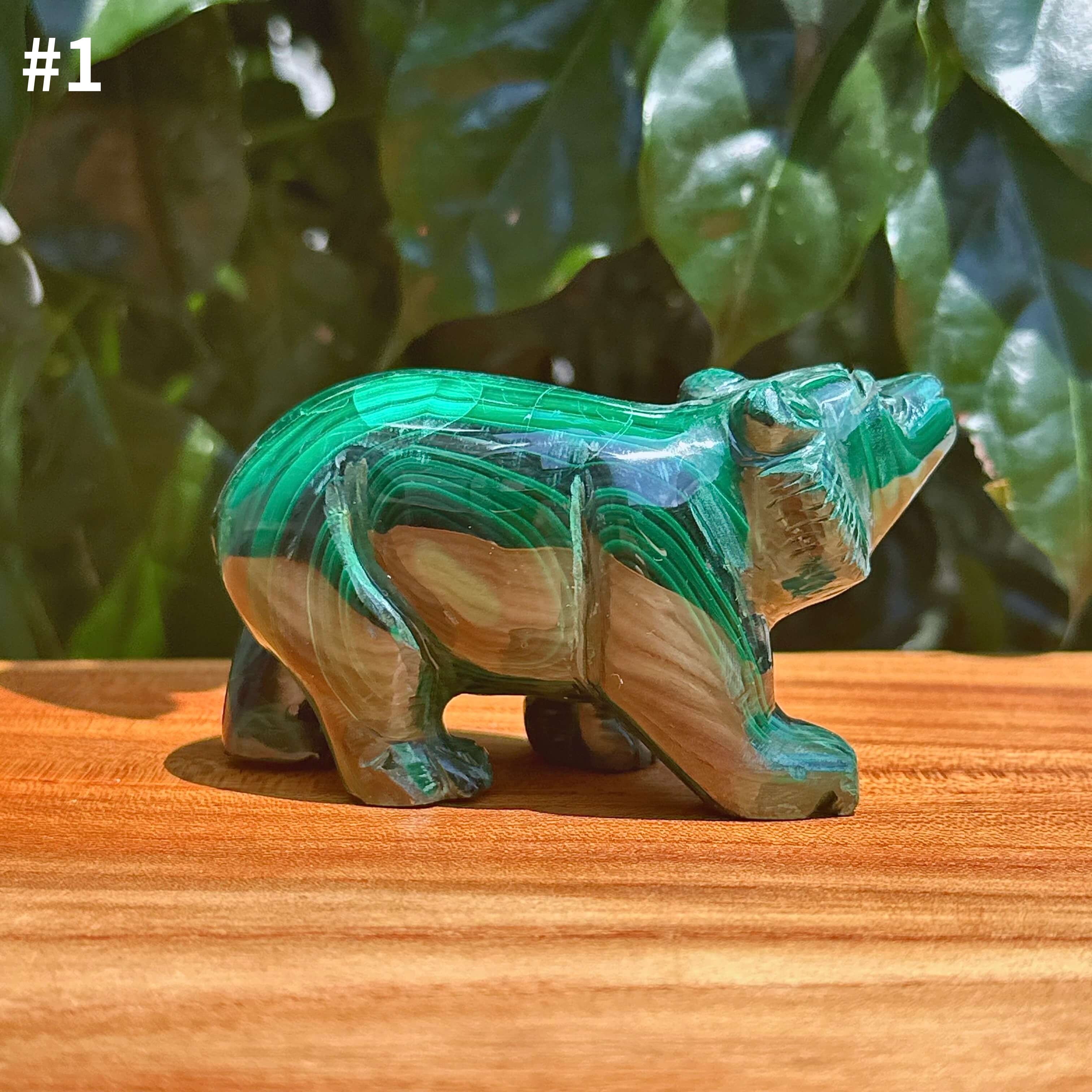 Malachite Bear Carving