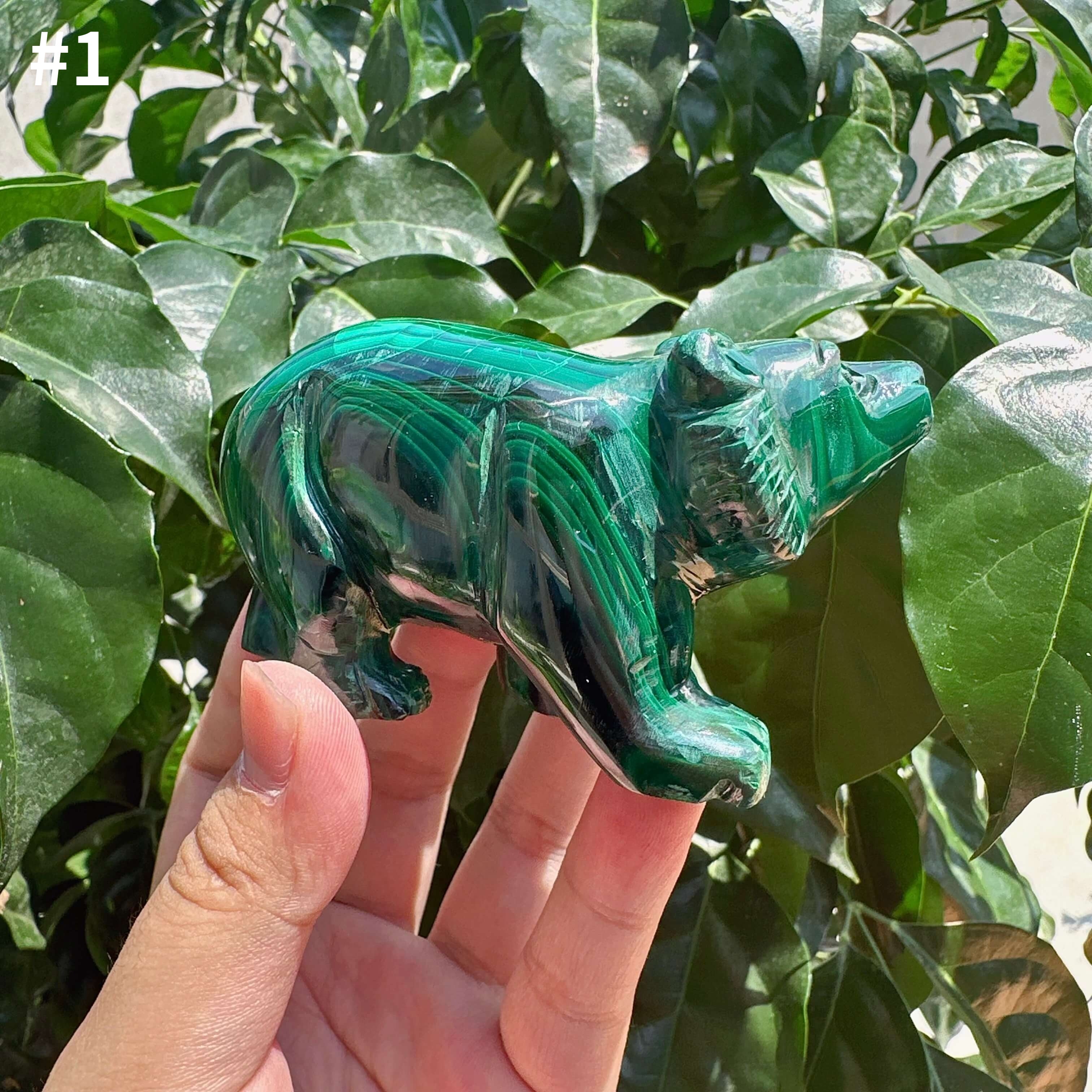 Malachite Bear Carving