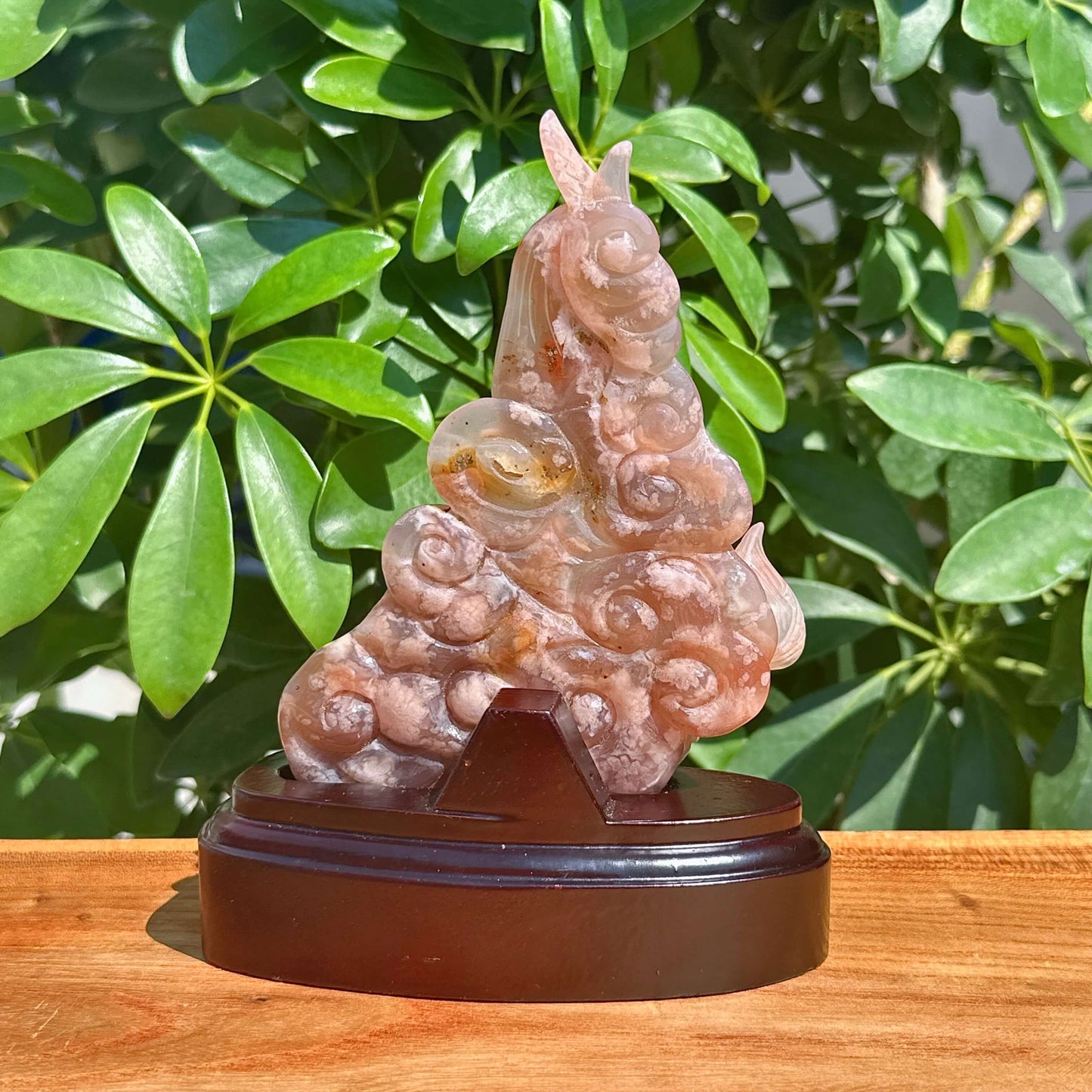 Flower Agate Phoenix Carving