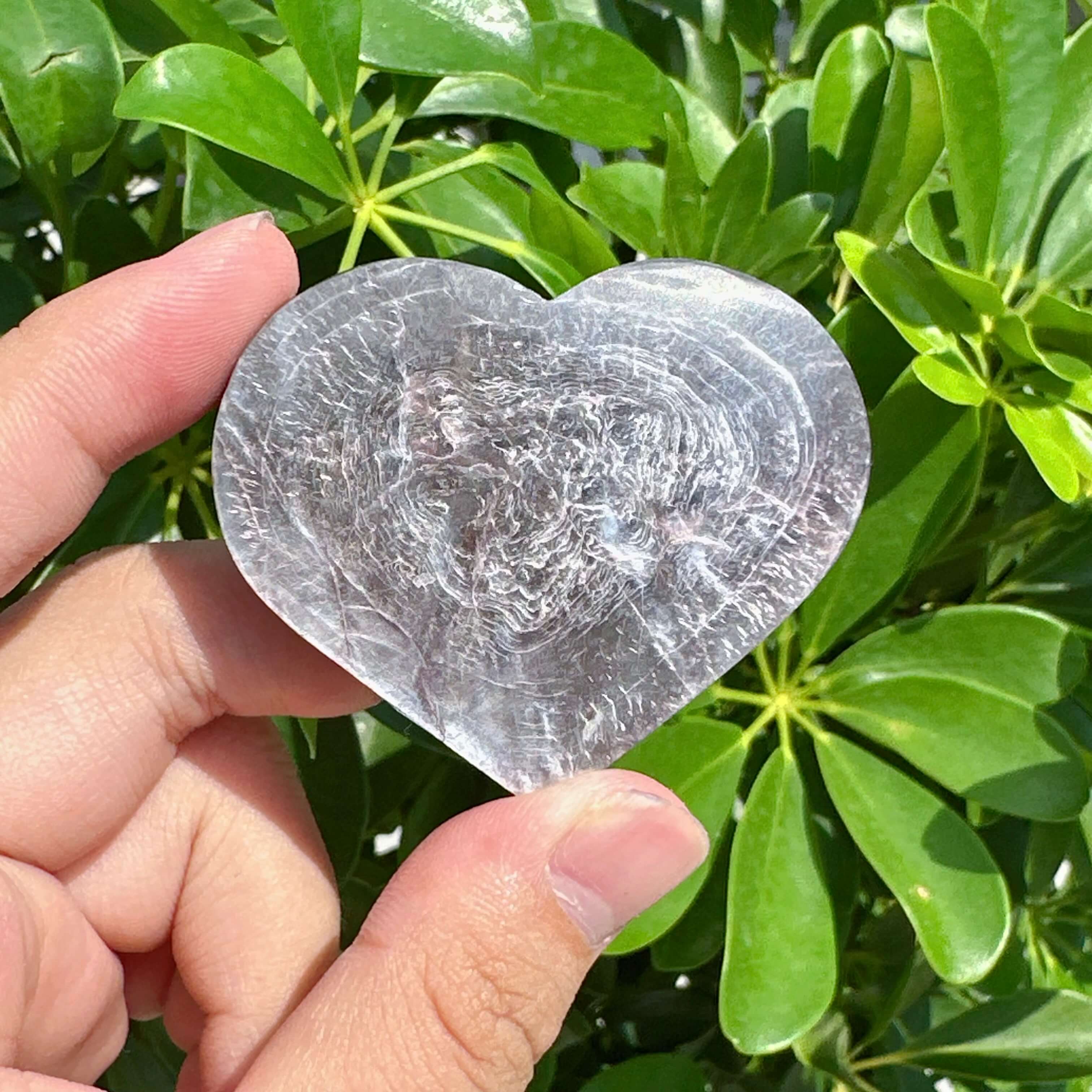 Lepidolite Heart Carving