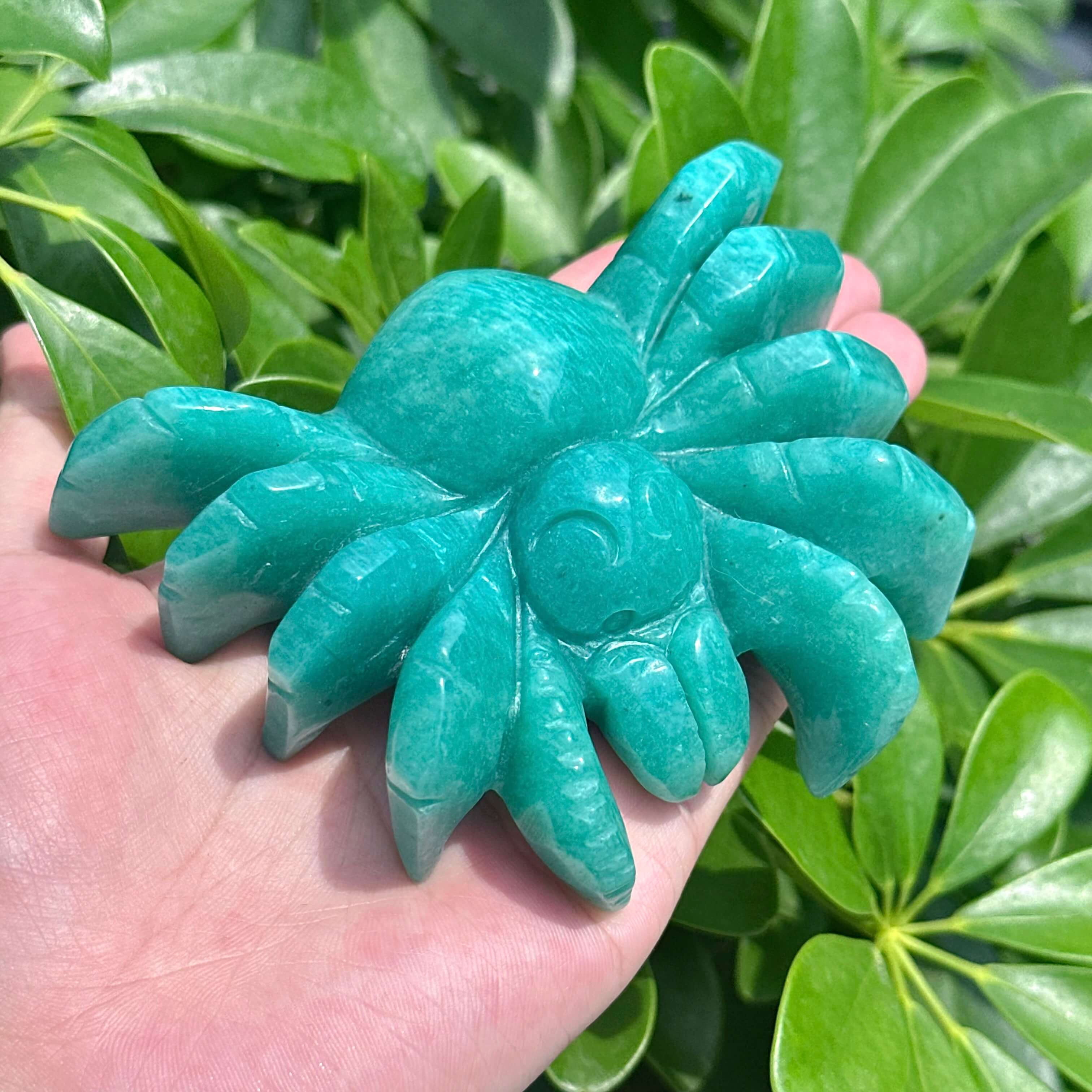 Amazonite Spider Carving